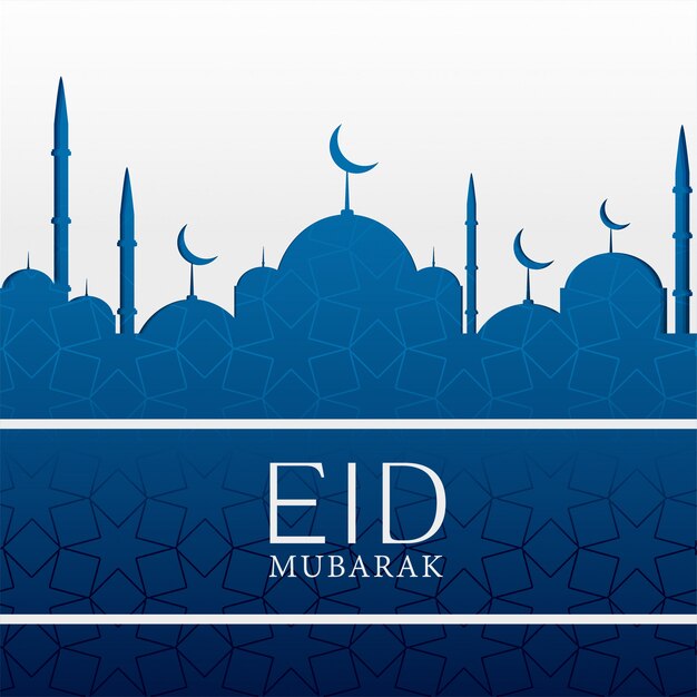 Eid Mubarak islamischer Hintergrund mit blauer Moschee