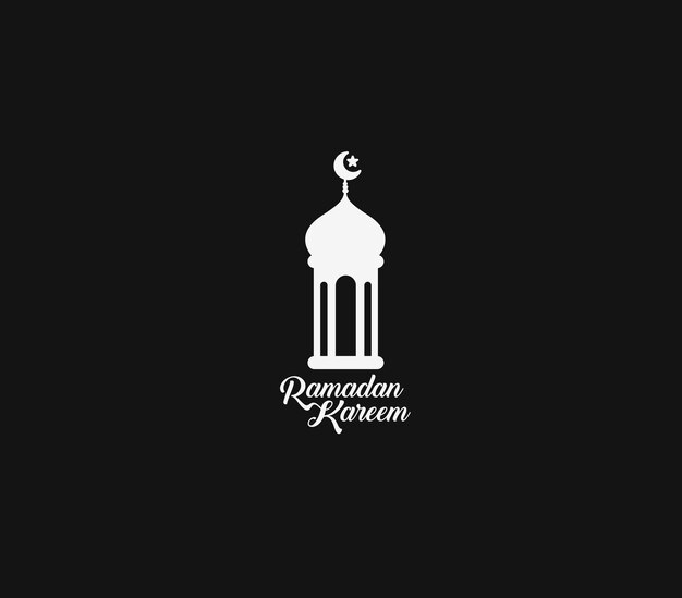 Eid Mubarak Ramadan Kareem Text mit Lampenvektorillustration
