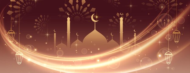 Eid Mubarak schöne Lichter Banner Design