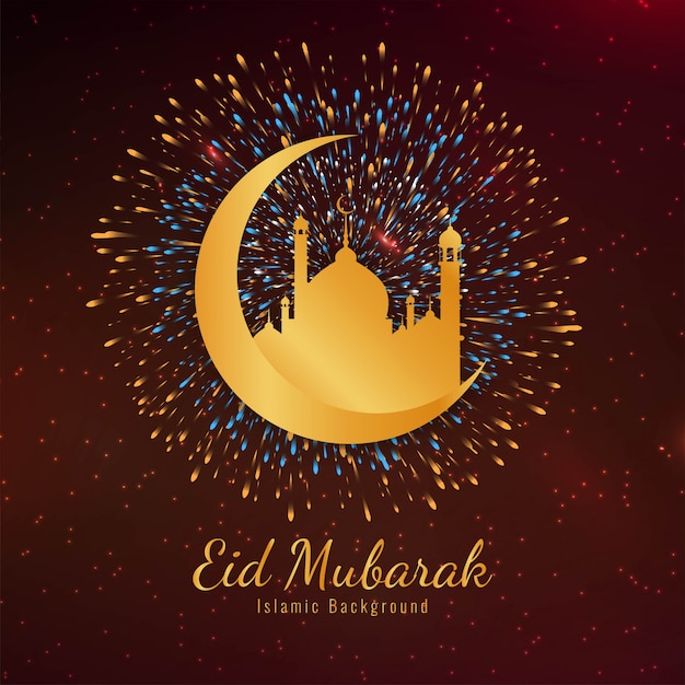 Eid mubarak schöner islamischer feuerwerkshintergrund