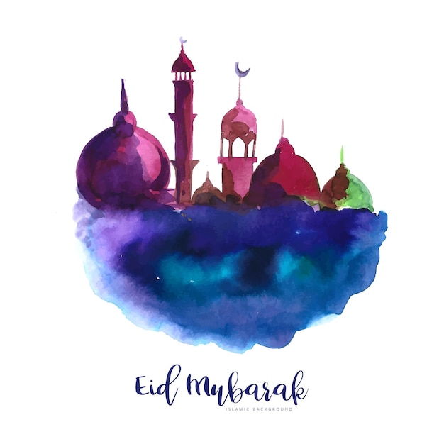 Eid mubarak schöner kartenfeiertagshintergrund free vector