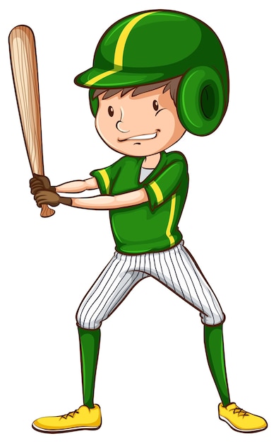 Kostenloser Vektor ein baseballspieler in grüner uniform