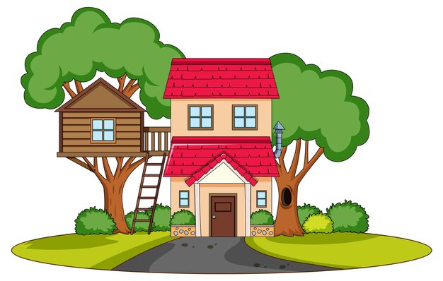 Ein einfaches Haus im Naturhintergrund