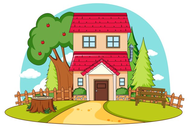 Ein einfaches Haus im Naturhintergrund