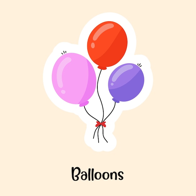 Ein flacher aufkleber mit bearbeitbaren luftballons Premium Vektoren