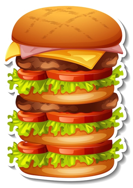 Ein großer Haufen Hamburger-Aufkleber auf weißem Hintergrund