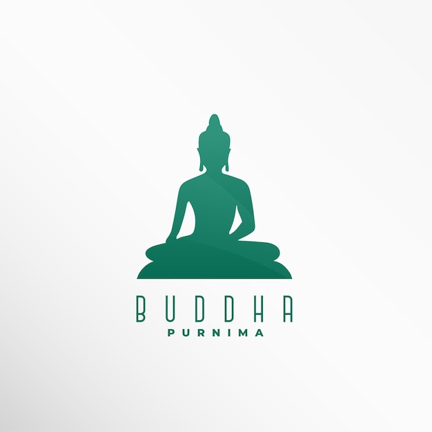 Kostenloser Vektor ein grünes buddha-logo mit den worten buddha purnima.