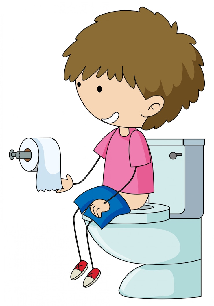 Kostenlose Vektor ein junge auf der toilette