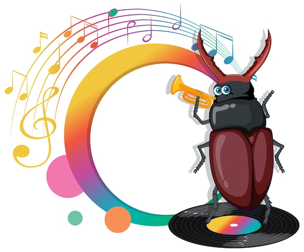 Ein Käfer, der Trompete-Zeichentrickfigur spielt