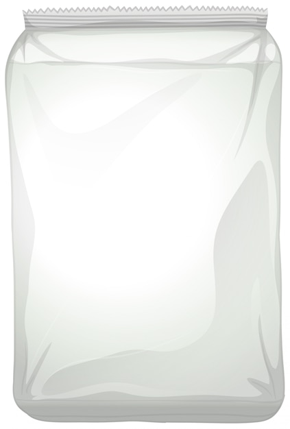 Ein leeres Plastikpaket auf weißem Hintergrund
