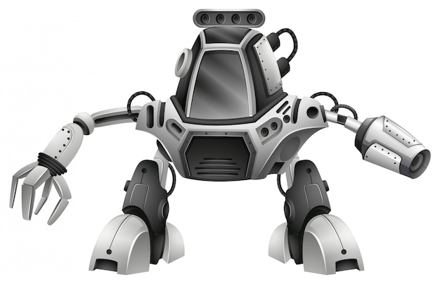 Ein moderner Roboter auf weißem Hintergrund