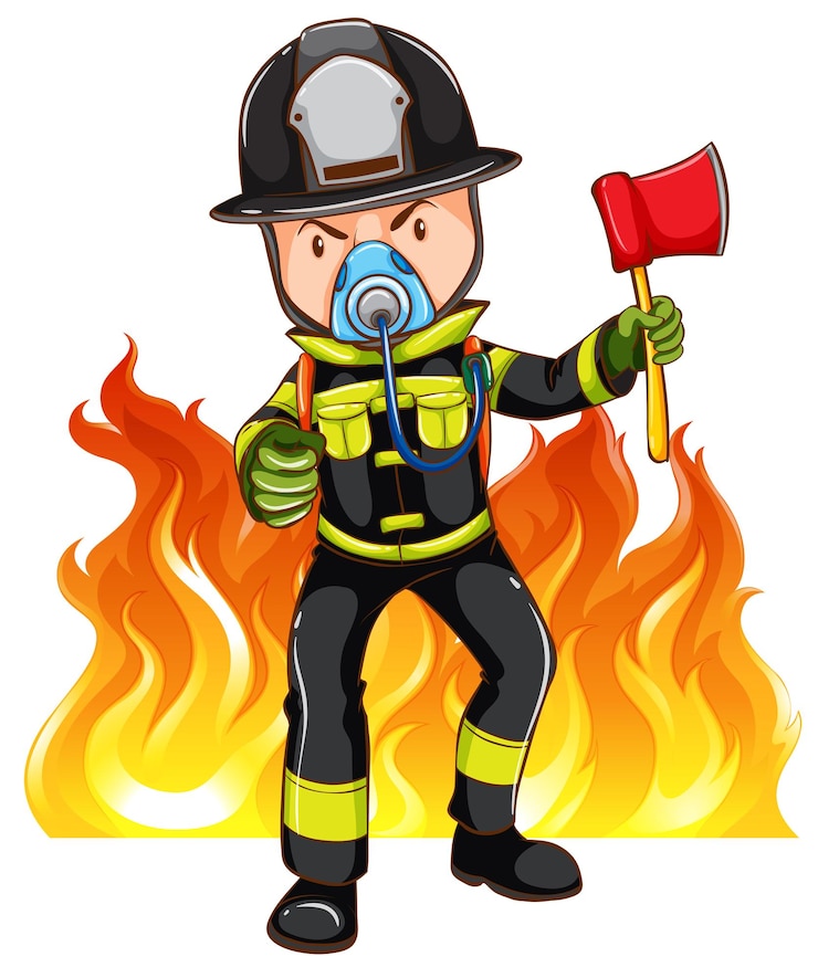 Kostenlose Vektor ein mutiger feuerwehrmann