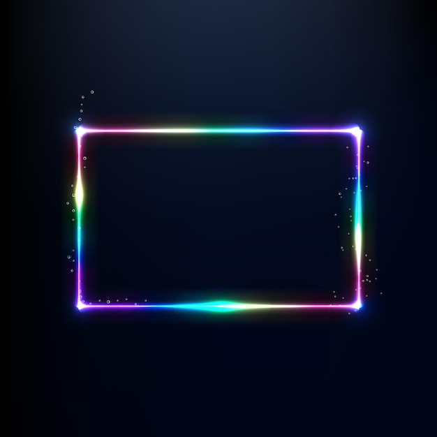 Ein Neon-Regenbogen-Rechteck ist mit Pailletten umrandet
