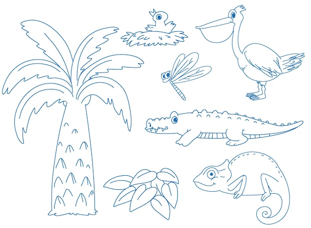 Kostenloser Vektor ein papier mit einem doodle-design von kreaturen