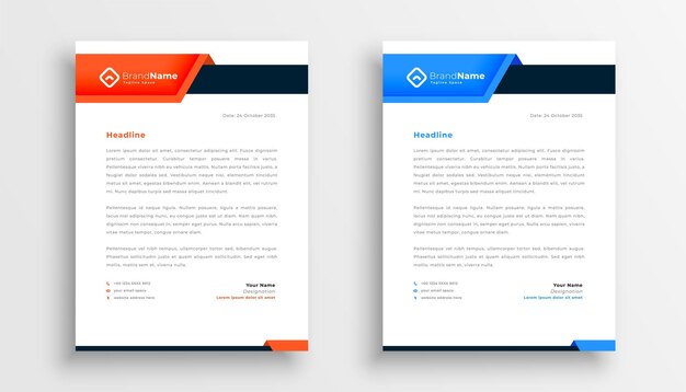 ein Satz blauer und roter Unternehmensbriefkopf-Layout für die Markenidentität