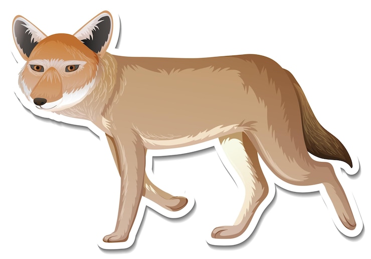 Kostenlose Vektor eine aufklebervorlage der fuchs-cartoon-figur