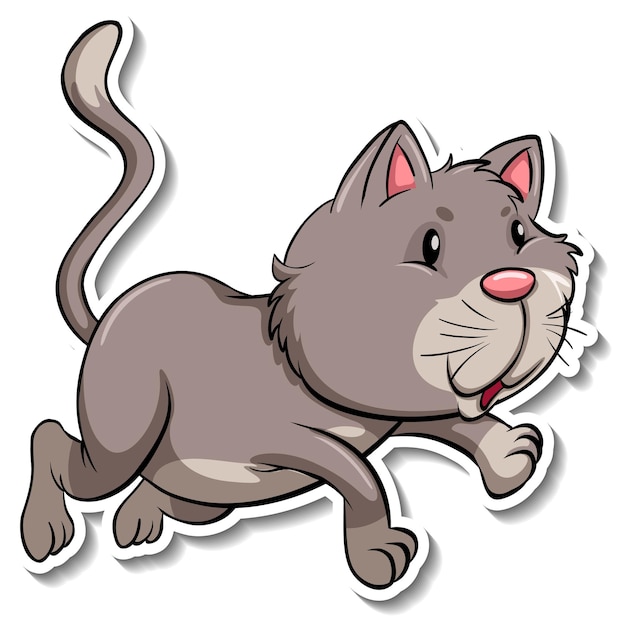 Eine aufklebervorlage für eine katzen-cartoon-figur