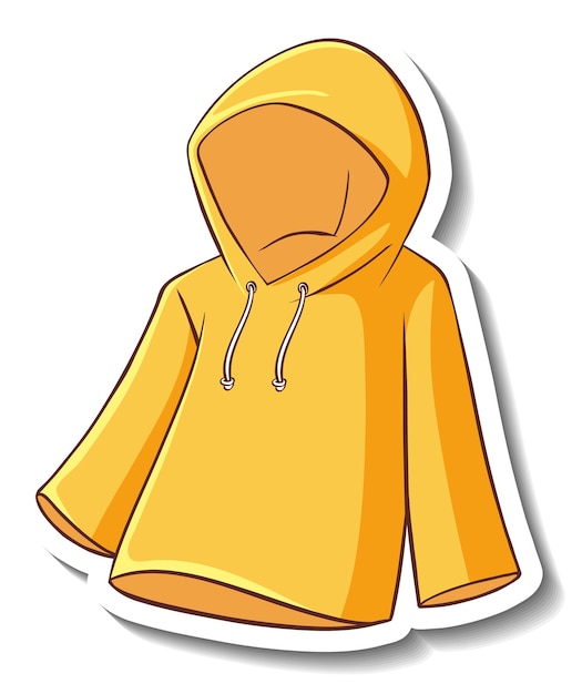 Kostenloser Vektor eine aufklebervorlage mit einem gelben hoodie isoliert