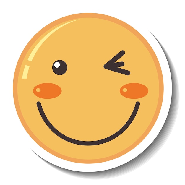 Kostenloser Vektor eine aufklebervorlage mit isoliertem lächeln-emoji