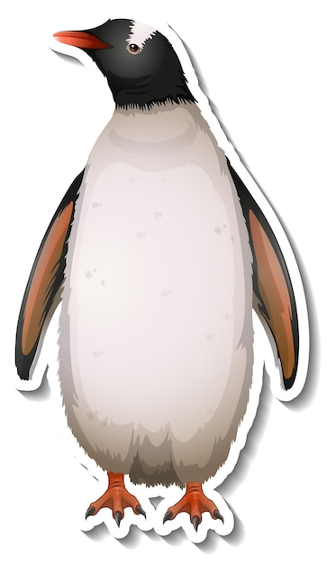 Eine Aufklebervorlage von Pinguin-Cartoon-Figur