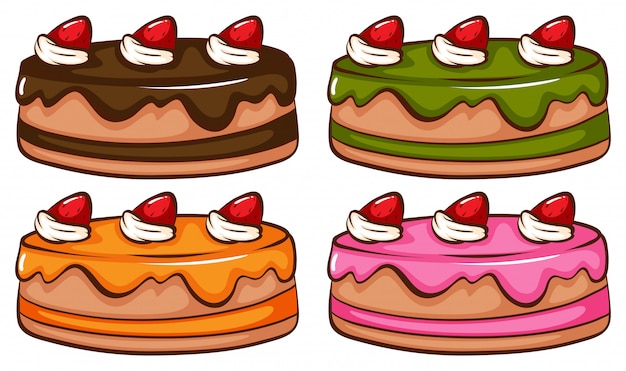 Eine einfache farbige Skizze der Kuchen