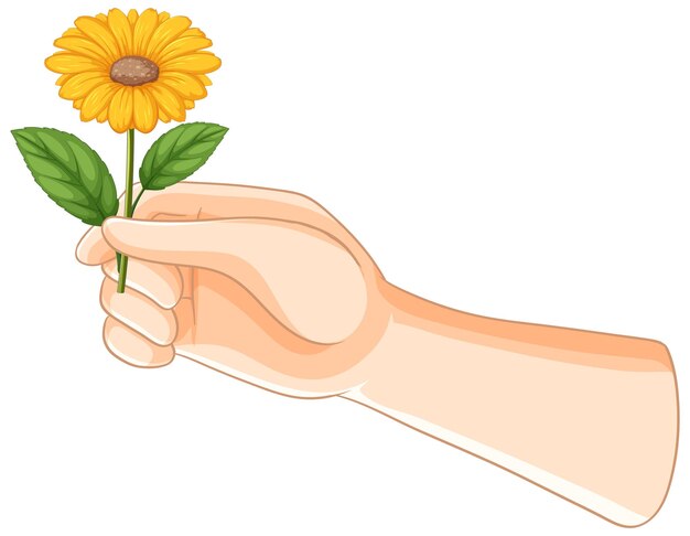 Eine gelbe Blume in der Hand