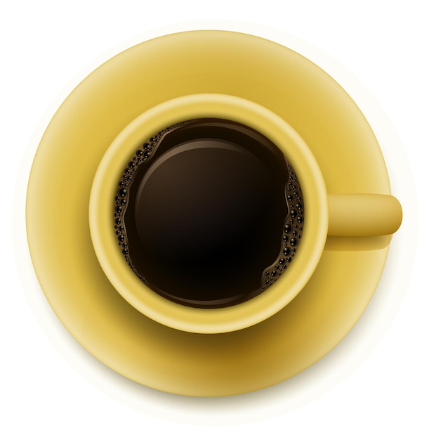 Eine gelbe Tasse mit Kaffee