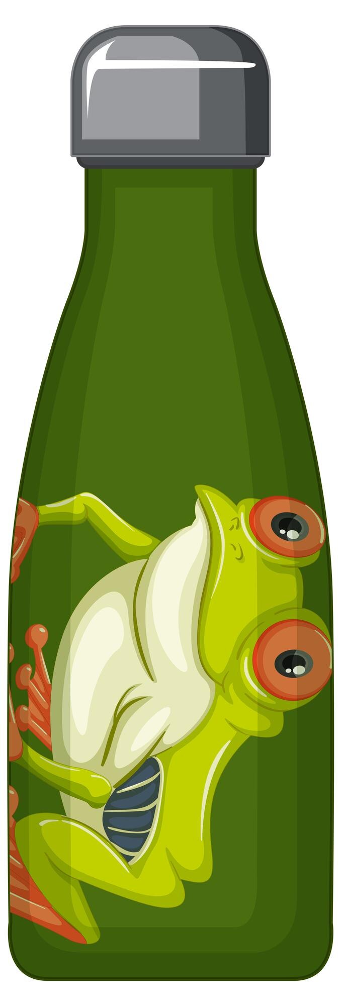 Kostenlose Vektor eine grüne thermosflasche mit froschmuster
