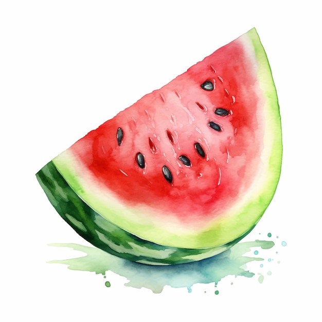 Kostenloser Vektor eine hälfte frischer wassermelonen-aquarellmalerei isoliert