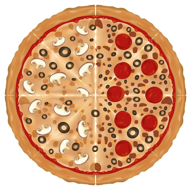 Kostenloser Vektor eine illustrierte pizza mit köstlichen toppings