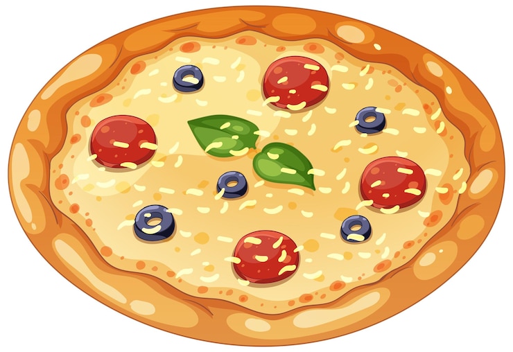 Kostenlose Vektor eine köstliche pizza mit frischen toppings