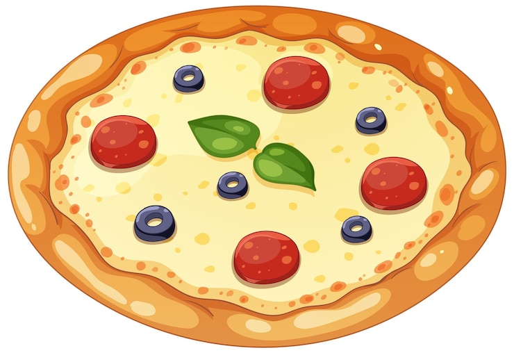 Kostenlose Vektor eine köstliche pizza mit frischen toppings