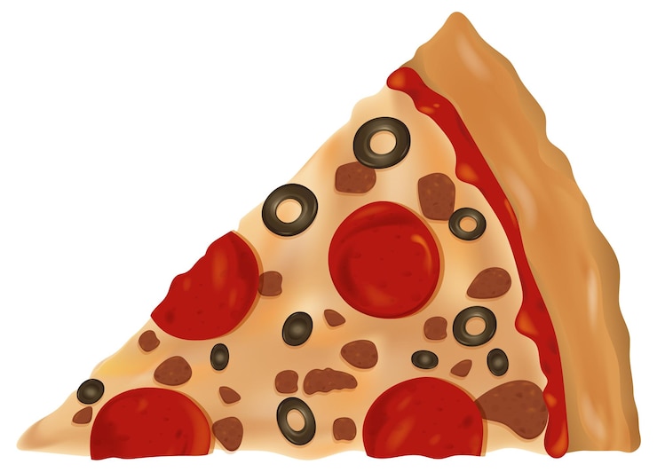 Kostenlose Vektor eine köstliche scheibe pepperoni-pizza