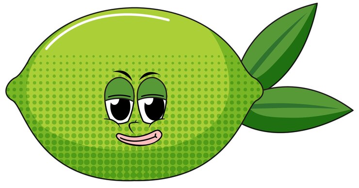 Kostenlose Vektor eine limetten-cartoon-figur auf weißem hintergrund