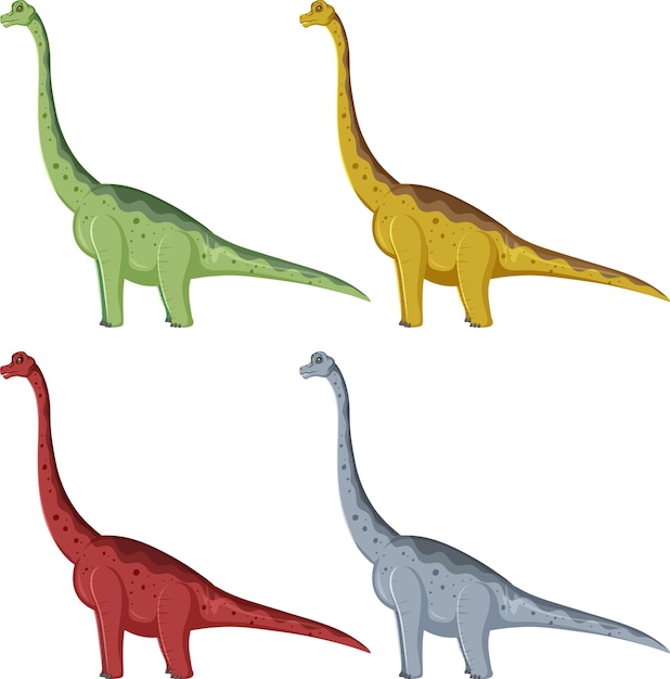 Eine Reihe von Brachiosaurus-Dinosauriern auf weißem Hintergrund