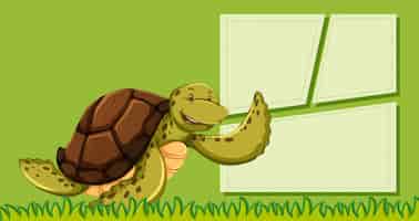 Kostenloser Vektor eine schildkröte auf grüner note