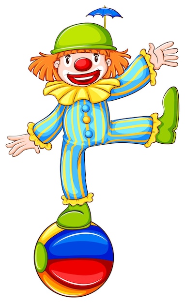 Kostenloser Vektor eine skizze eines clowns, der über dem ball balanciert