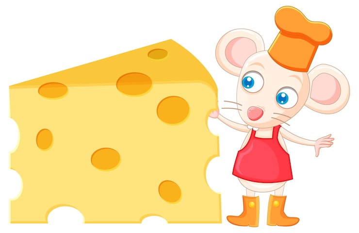 Kostenlose Vektor eine süße ratte mit großem käse