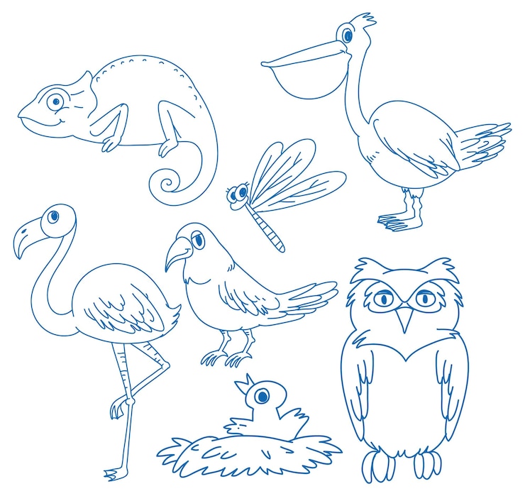 Kostenlose Vektor einfache doodle-kinder, die tiere zeichnen