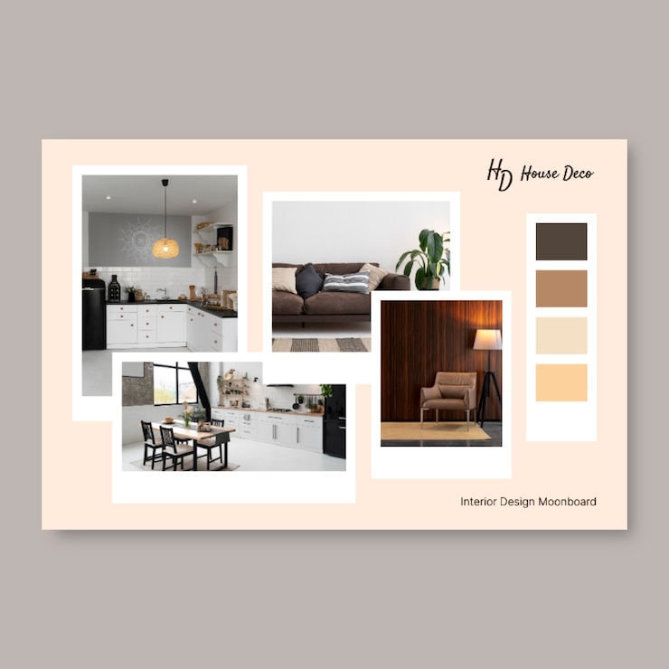 Kostenlose Vektor einfache, elegante house-deco-moodboard-fotocollage