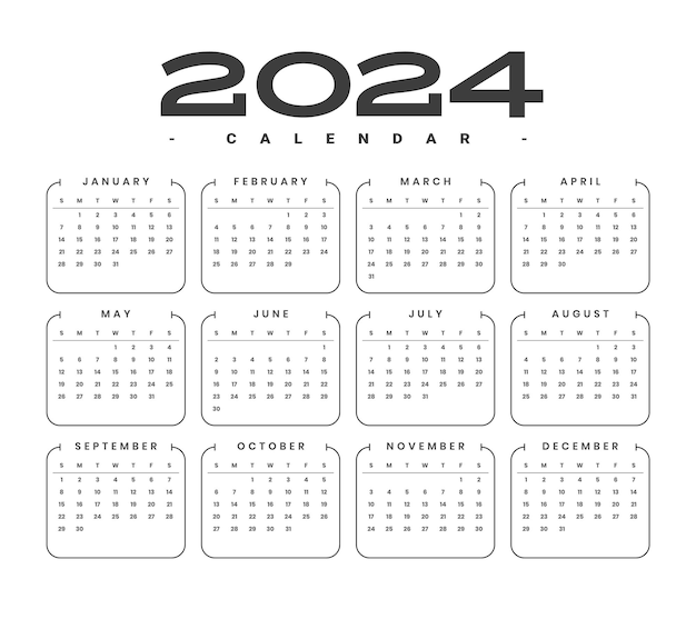 Kostenloser Vektor einfache englische kalendervorlage für büro- oder geschäftsnutzung