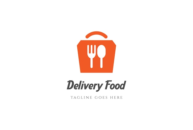 Einfache minimalistische lebensmitteltasche für restaurant-lieferservice-logo-design-vektor