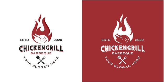 Einfache Vintage Brathahnchen Logo Design Inspiration Vorlage Premium Vektor