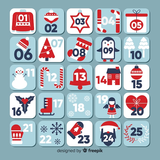 Kostenloser Vektor einfacher adventskalender