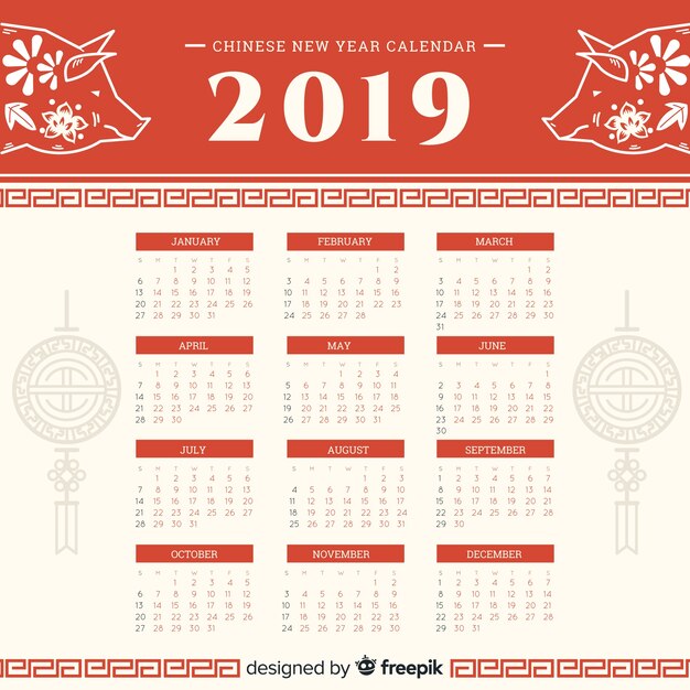 Einfacher chinesischer neujahrskalender