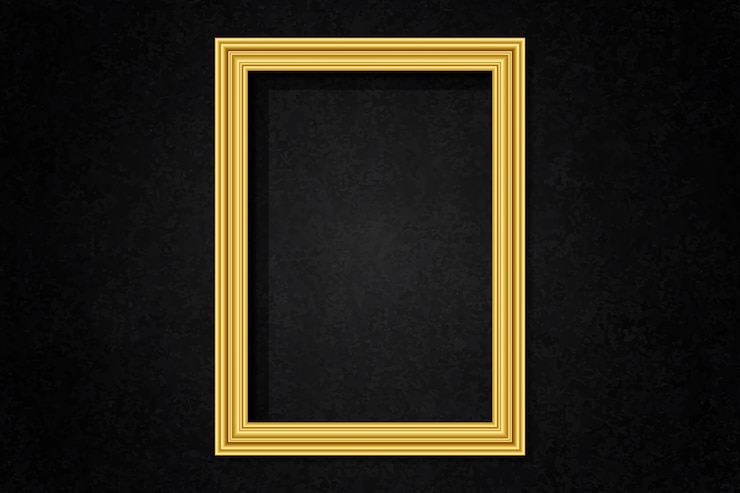 Kostenlose Vektor einfacher goldener rahmen an der wand