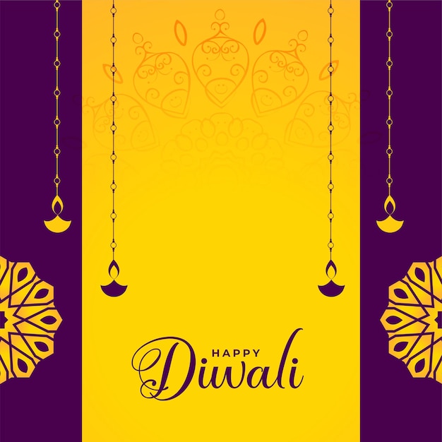 Kostenloser Vektor einfaches diwali-poster mit diya und textraum im hellen farbvektor