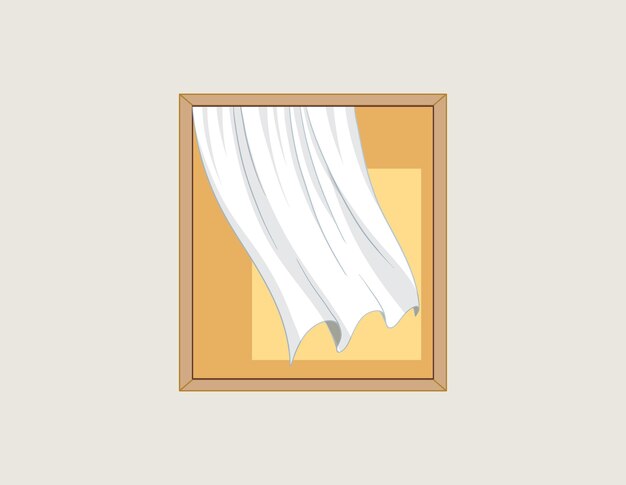 Einfaches Fenster mit weißem Vorhang