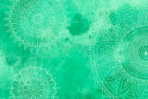 Einfarbiger Hintergrund im Aquarell mit Mandalas