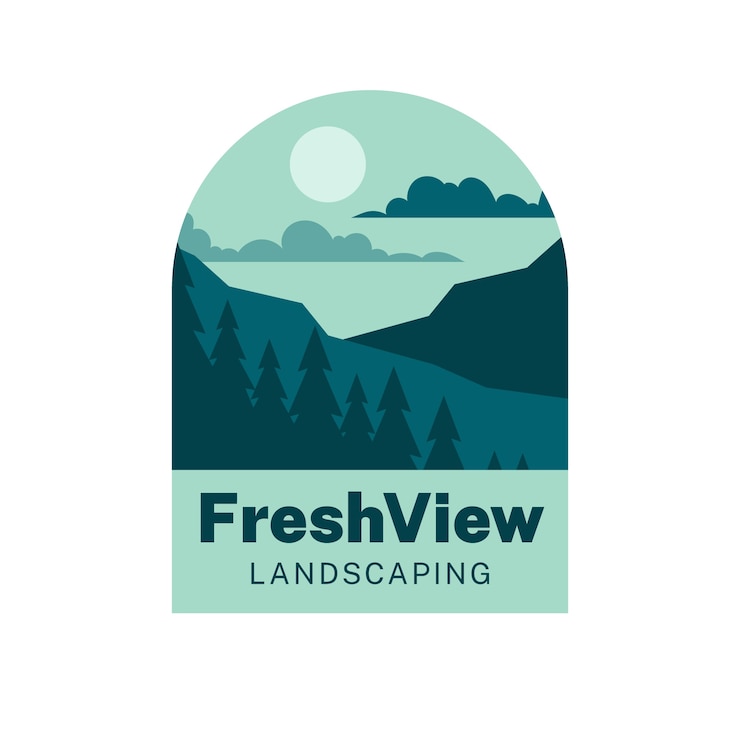 Kostenlose Vektor einfarbiges, einfaches freshview-landschaftslogo